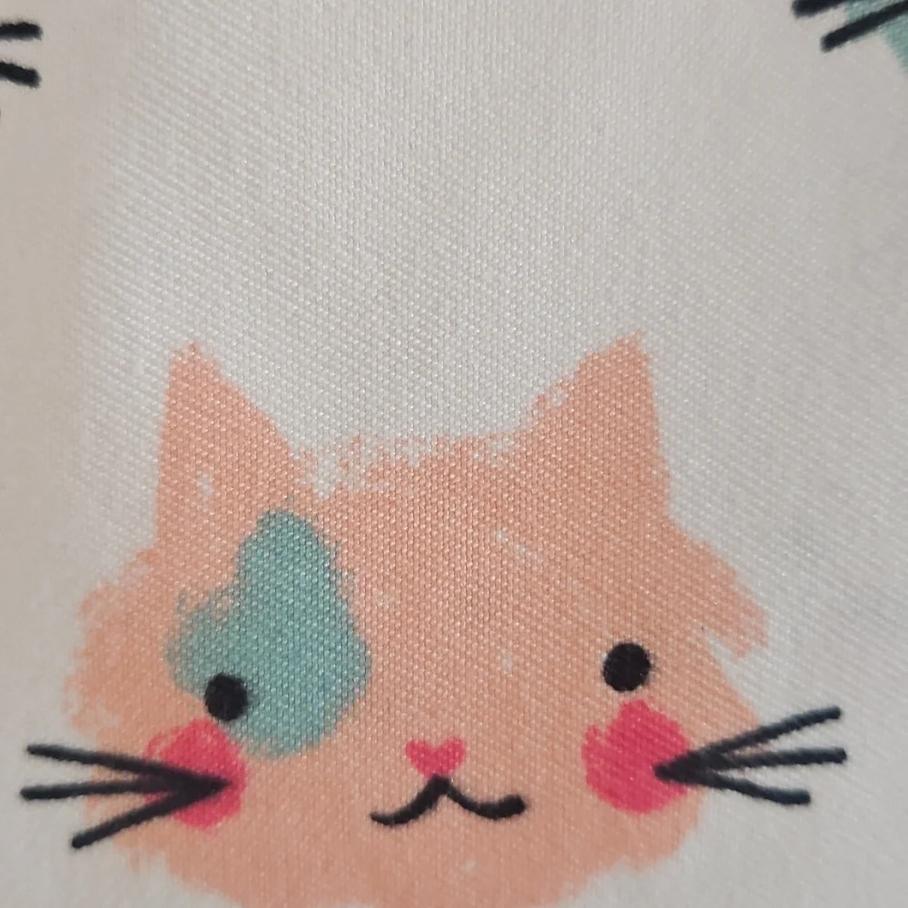 Cuddl Duds Pink Teal  Cats Faces Full Flat Sheet